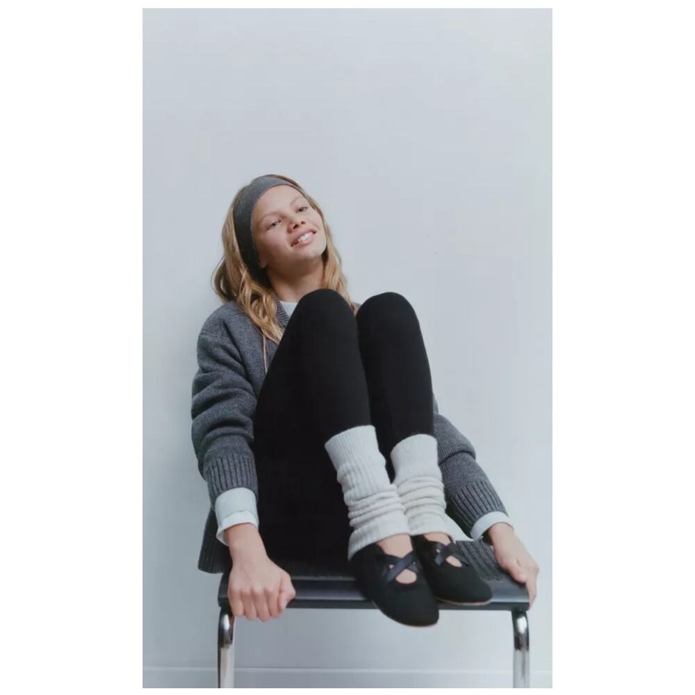 Zara Kids‎ Girls Black Ribbed Leggings 14